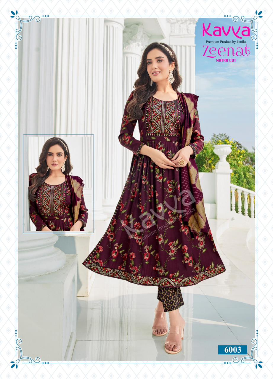 Zeenat Vol 6 By Kavya Foil Printed Kurti With Bottom Dupatta Catalog